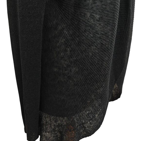 EILEEN FISHER Linen Blend Open Front Cardigan Sweater Large Black Lightweight - Picture 4 of 9